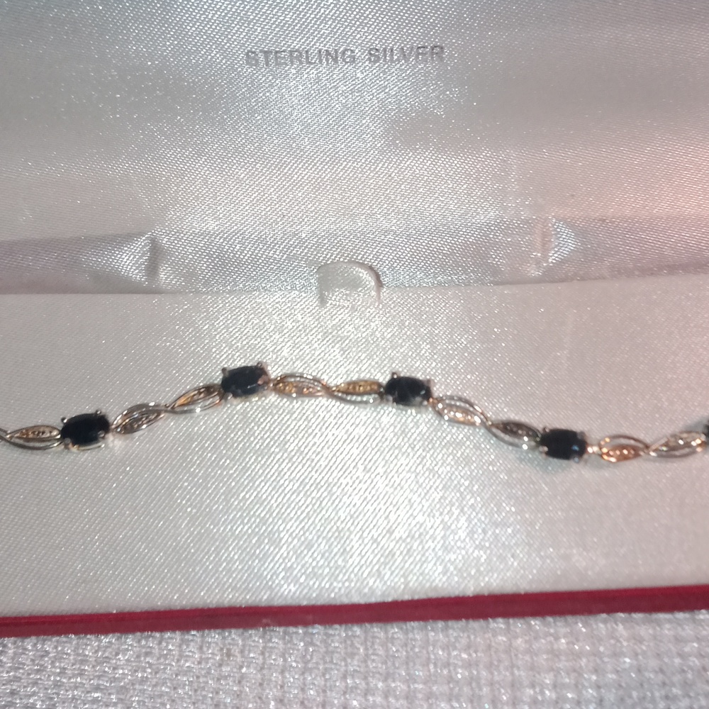 925 sterling silver & genuine black sapphire bracelet